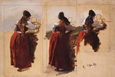Estudios de una mujer de Rügen de Hans Gude